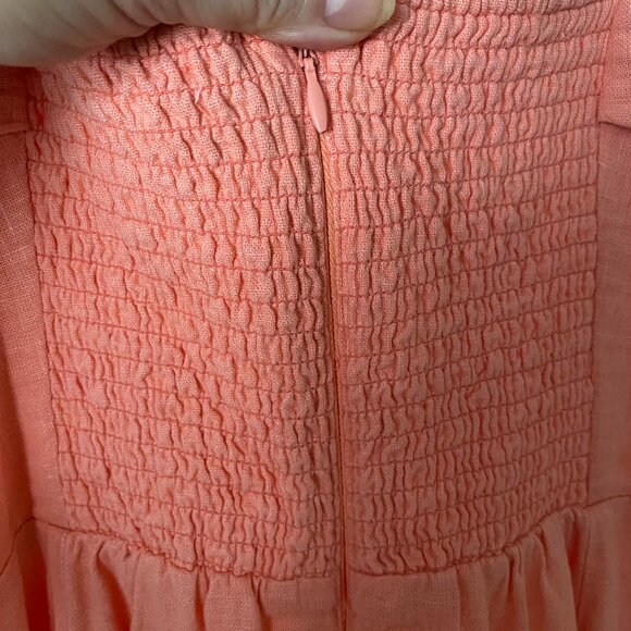 Abercrombie & Fitch Coral Linen Blend Midi Dress with Pockets Size M - Picture 7 of 11